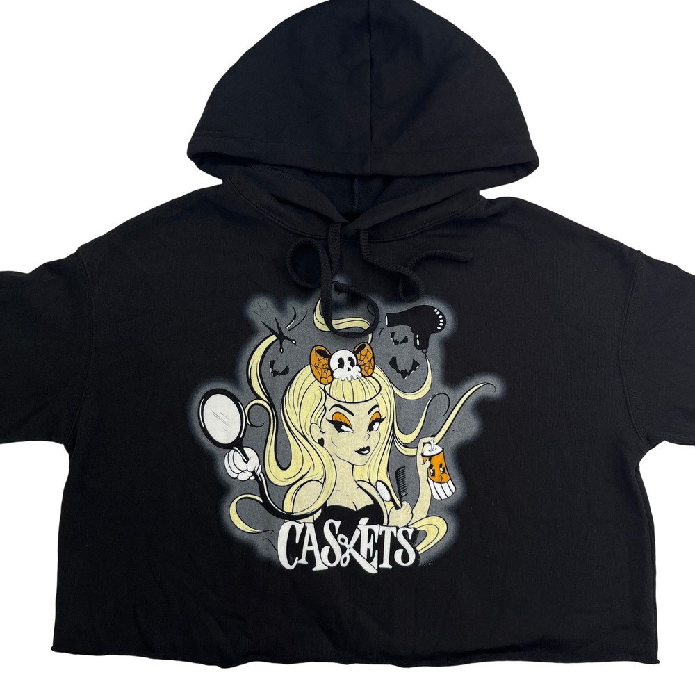 Rusty Butcher Womens M Crop Top Caskets Hair Stylist Halloween‎ Hoodie 617 - Picture 2 of 6